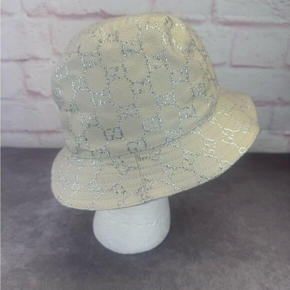 Gucci GUCCI Canvas Lame GG Monogram Bucket Hat M Silver - Picture 5 of 10